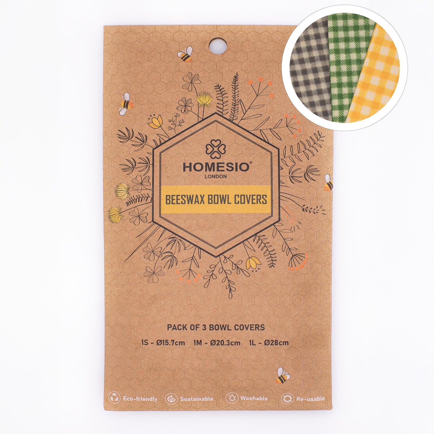 HOMESIO Beeswax BOWL COVERS (Pack of 3)
