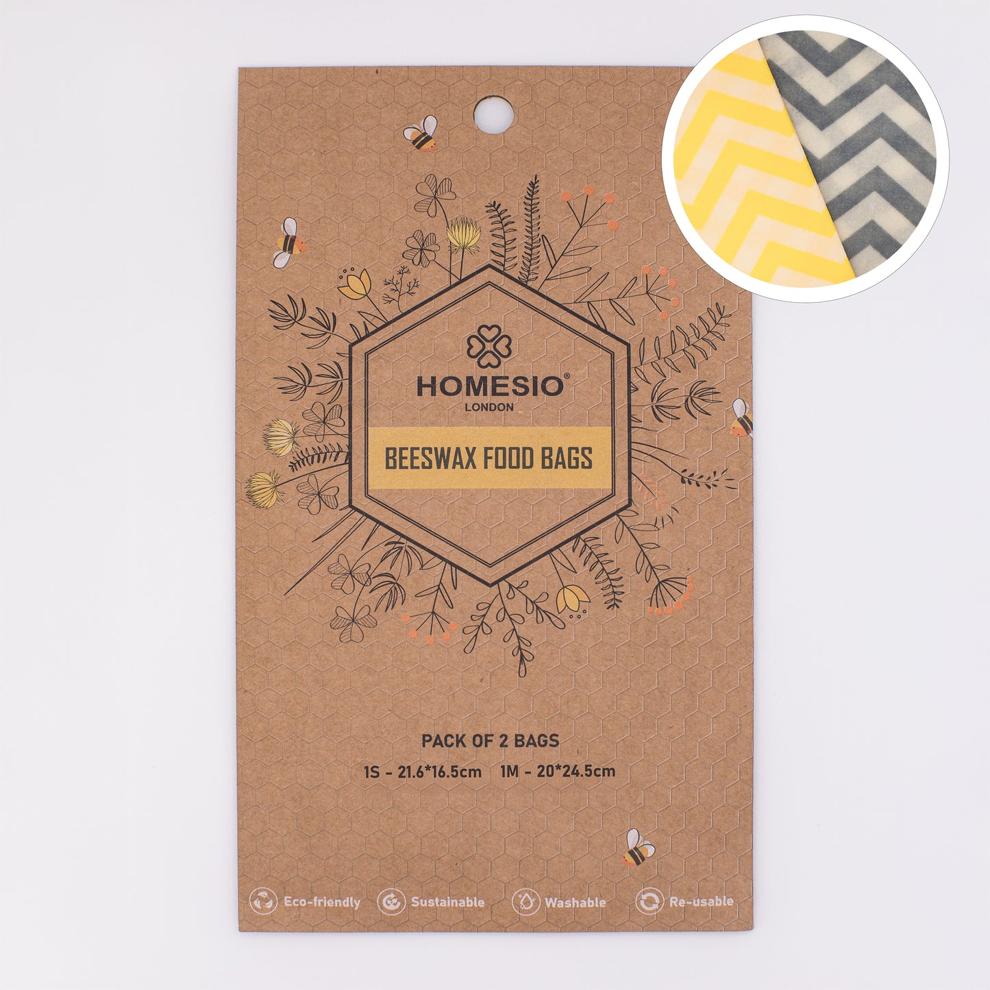 HOMESIO Beeswax food BAGS (Pack of 2)