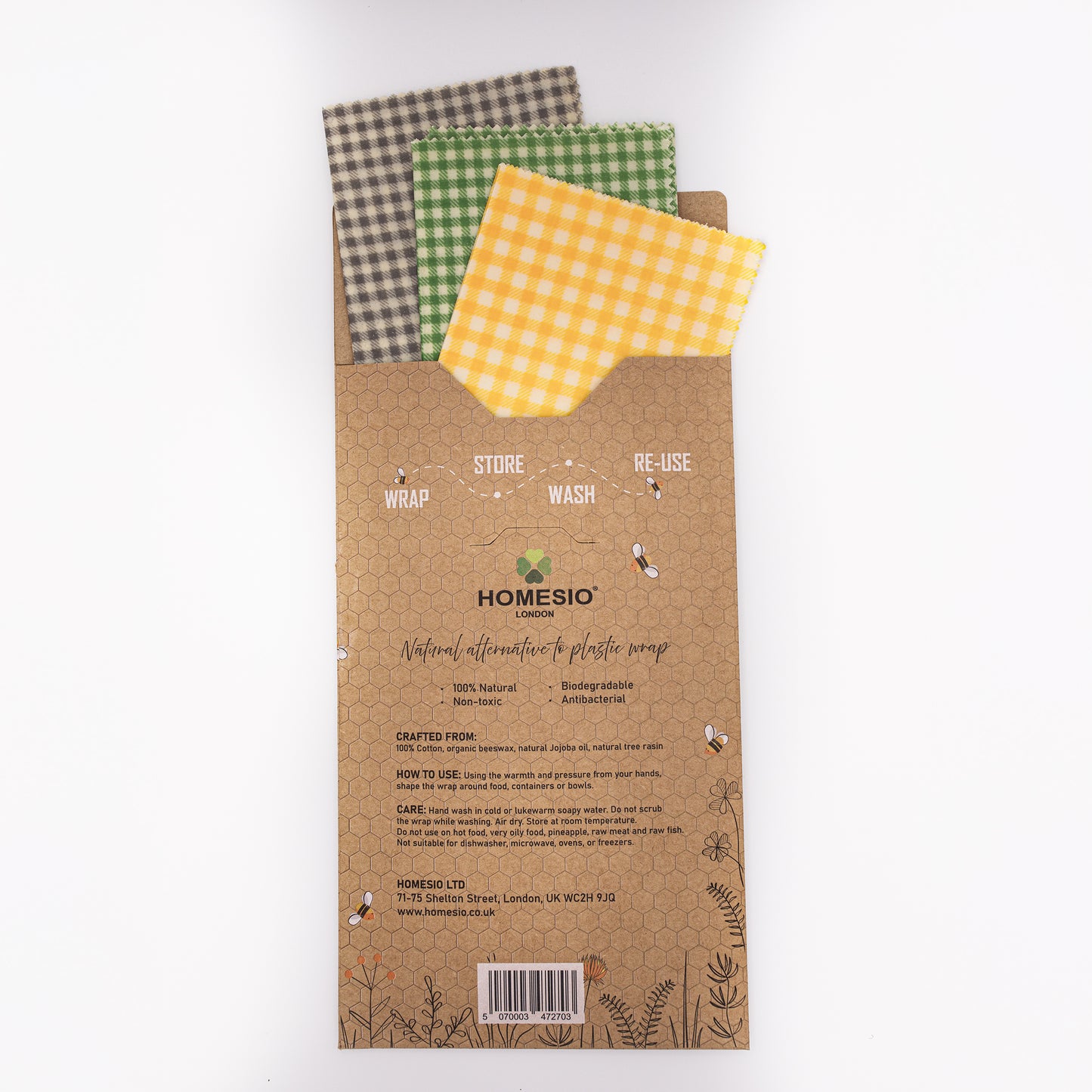 HOMESIO Beeswax food WRAPS (Pack of 3)