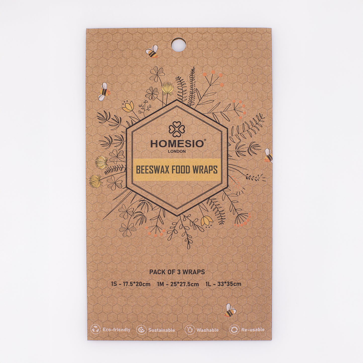 HOMESIO Beeswax food WRAPS (Pack of 3)